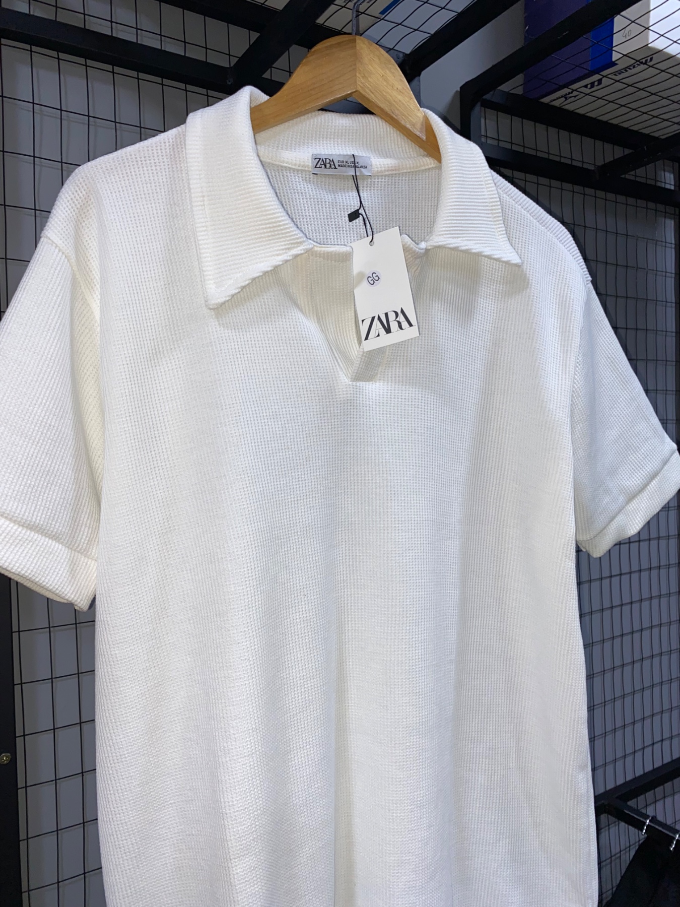 CAMISA ZARA OFF WHITE TEXTURIZADA