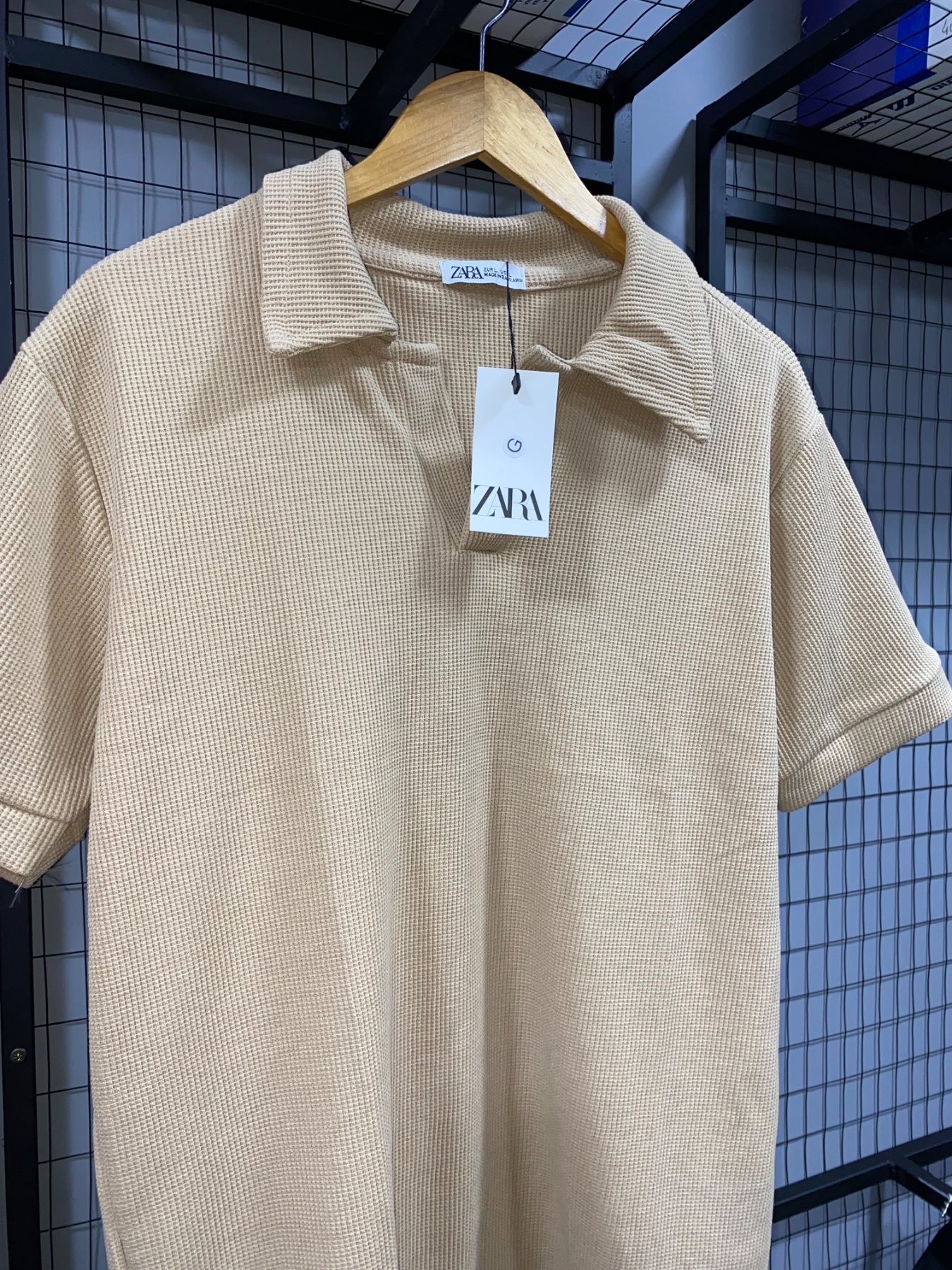 CAMISA ZARA BEJE TEXTURIZADA